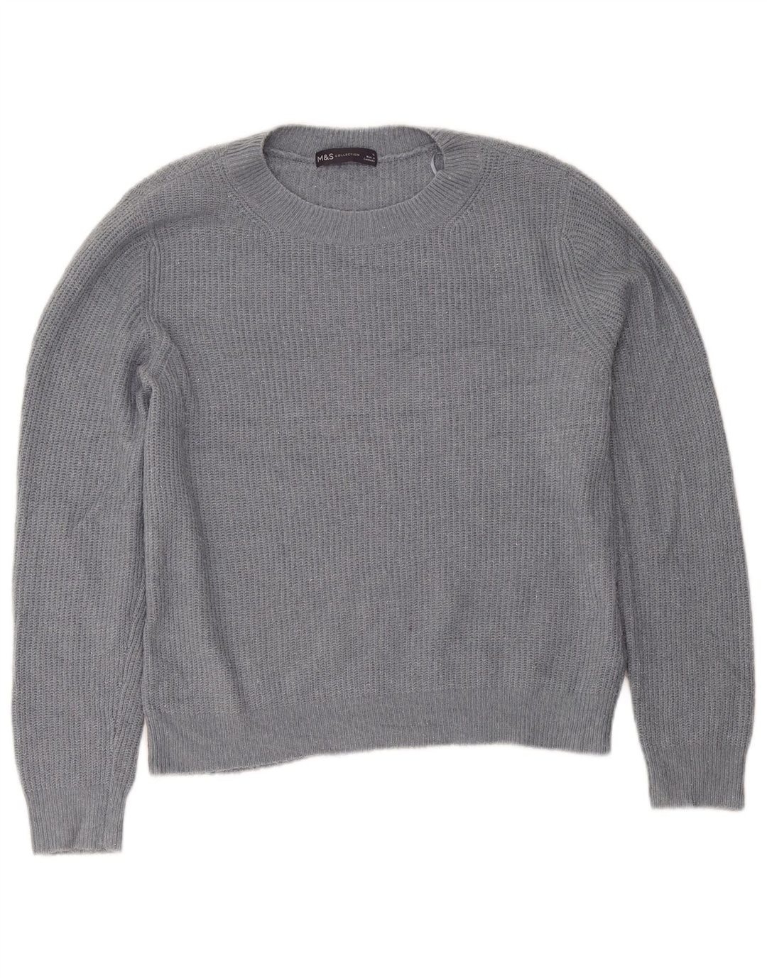 Marks & Spencer Womens Crew Neck Jumper Sweater UK 12 Medium Grey Acrylic