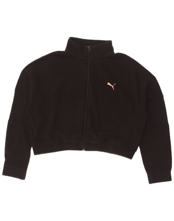 Puma Womens Crop Oversized Tracksuit Top Jacket UK 10 Small Black Cotton