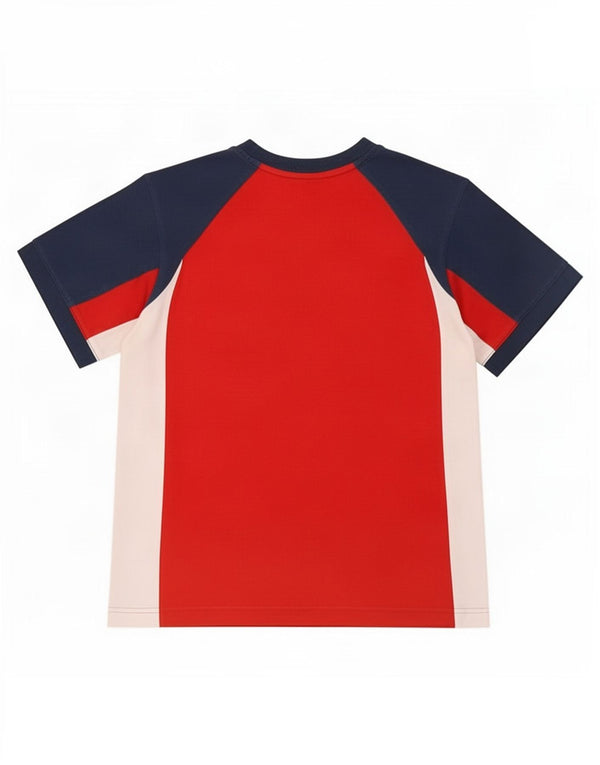Adidas Boys Graphic T-Shirt Top 9-10 Years Red Colourblock Cotton