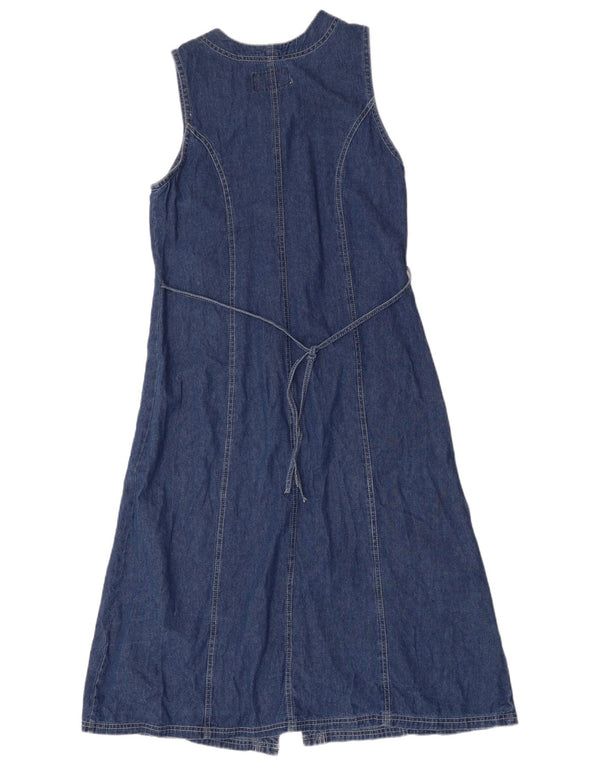 Vintage Womens Sleeveless Denim Dress UK 14 Large Blue Cotton