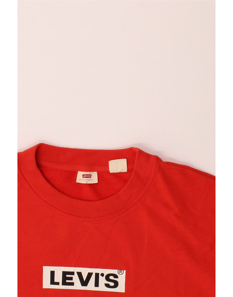 LEVI'S Womens Oversized Graphic Sweatshirt Jumper UK 10 Small Red Cotton Vintage Levi's and Second-Hand Levi's from Messina Hembry 