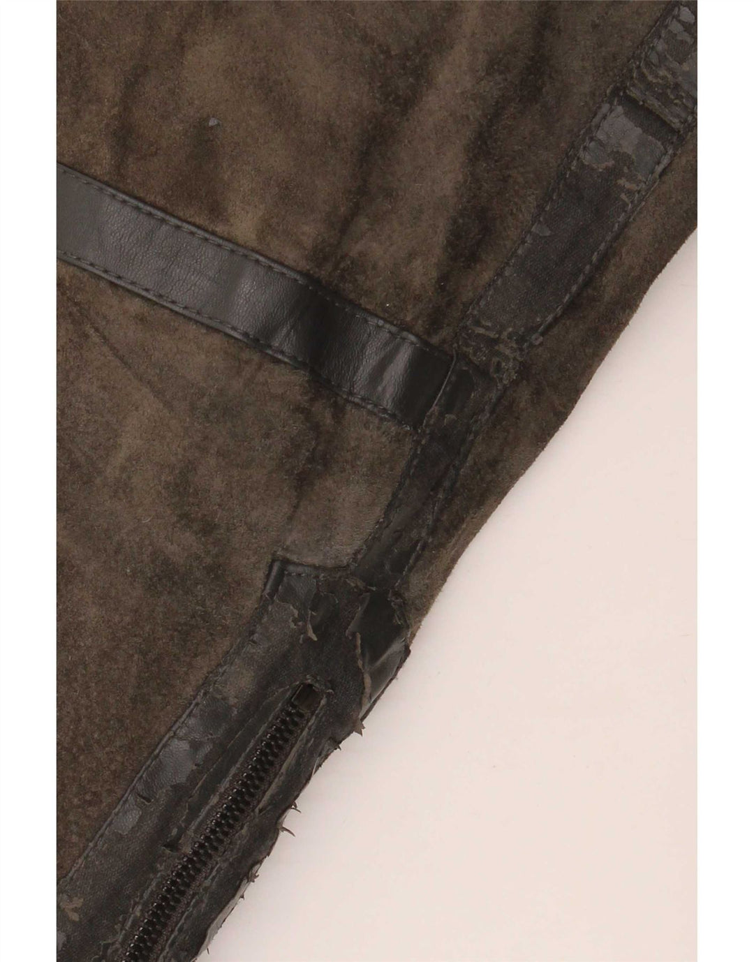 Zara Mens Suede Biker Jacket UK 40 Large Khaki