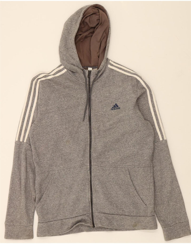 ADIDAS Mens Zip Hoodie Sweater Medium Grey Cotton Vintage Adidas and Second-Hand Adidas from Messina Hembry 
