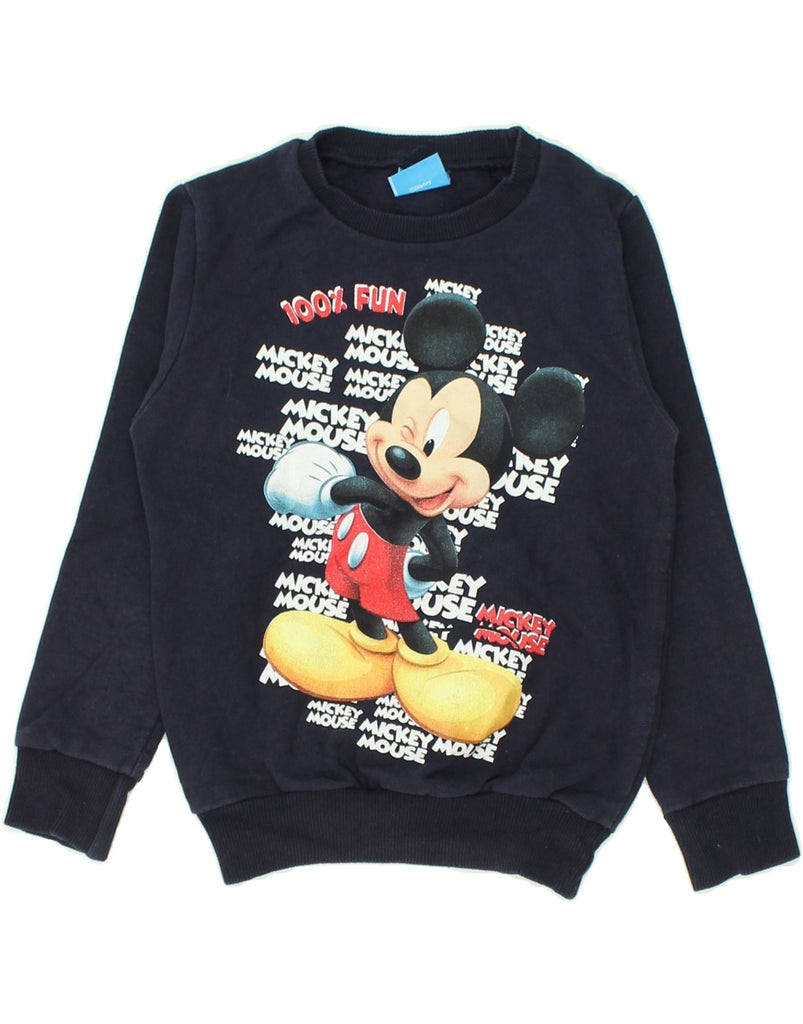 DISNEY Boys Mickey Mouse Graphic Sweatshirt Jumper 9-10 Years Navy Blue | Vintage Disney | Thrift | Second-Hand Disney | Used Clothing | Messina Hembry 