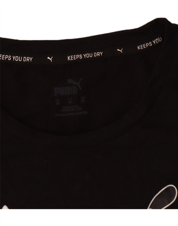Puma Womens Oversized Graphic T-Shirt Top UK 6 XS Black Polyester