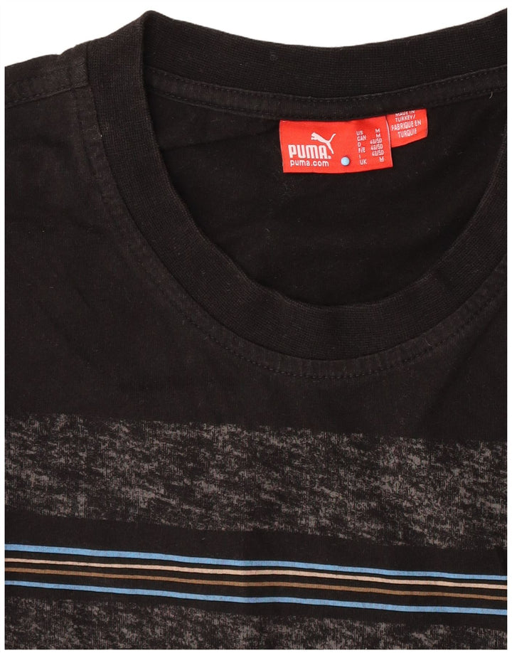 Puma Mens T-Shirt Top Medium Black Striped