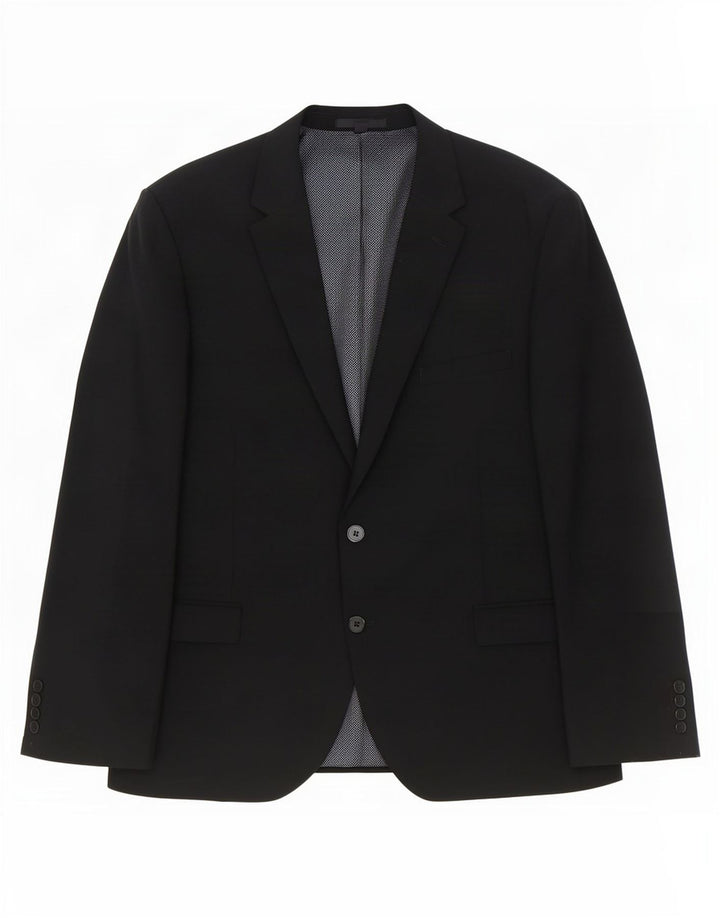 Marks & Spencer Mens 2 Button Blazer Jacket Size 54 2XL Black Wool