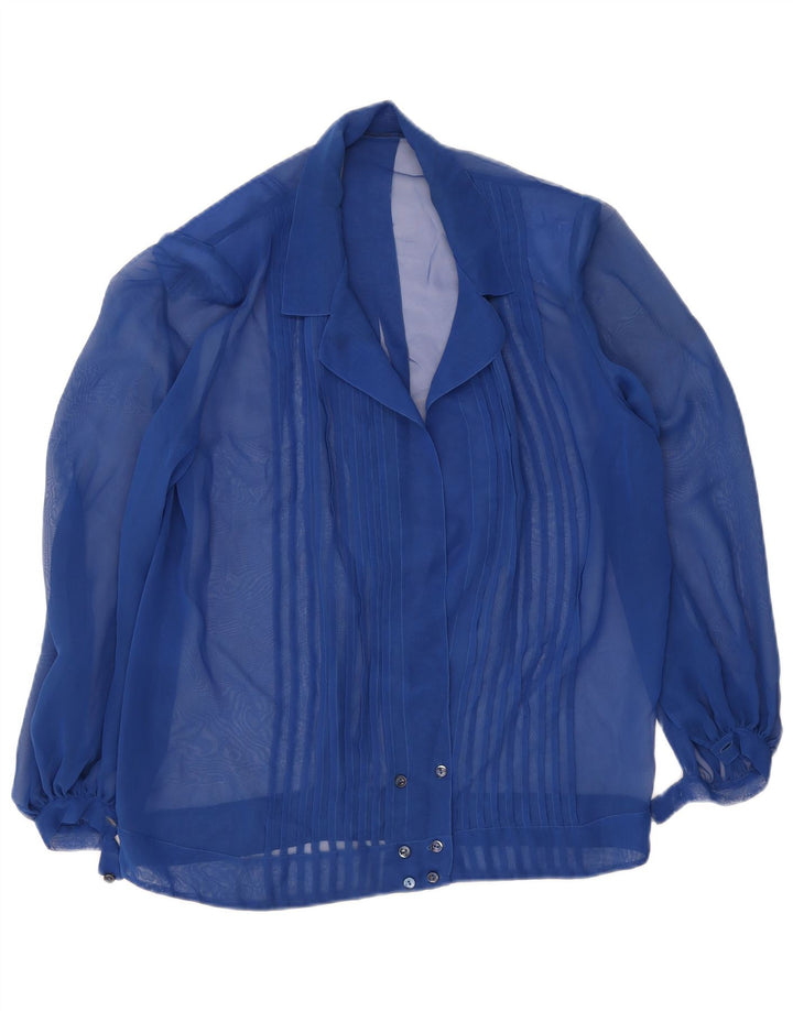 Vintage Womens Shirt Blouse UK 18 XL Blue