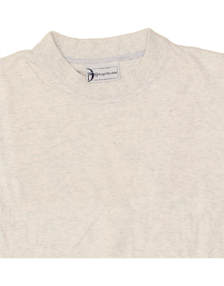 SERGIO TACCHINI Womens Crop T-Shirt Top UK 12 Medium Grey Cotton Vintage Sergio Tacchini and Second-Hand Sergio Tacchini from Messina Hembry 