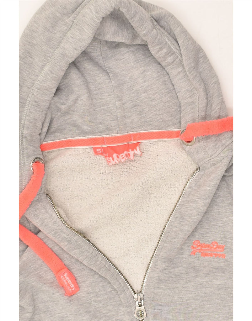 SUPERDRY Womens Zip Hoodie Sweater UK 10 Small Grey Cotton | Vintage Superdry | Thrift | Second-Hand Superdry | Used Clothing | Messina Hembry 