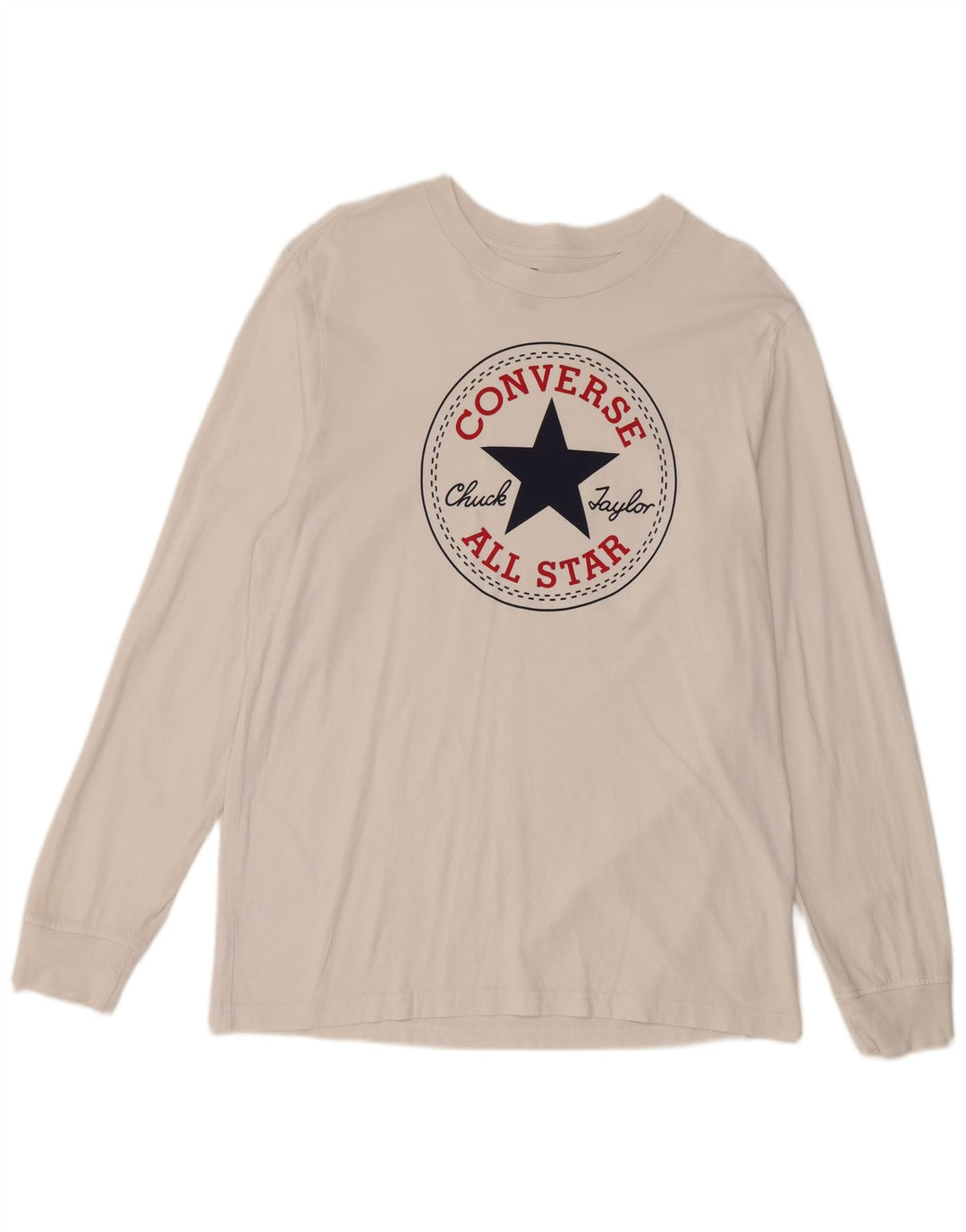 Converse Mens Graphic Top Long Sleeve Medium White Cotton