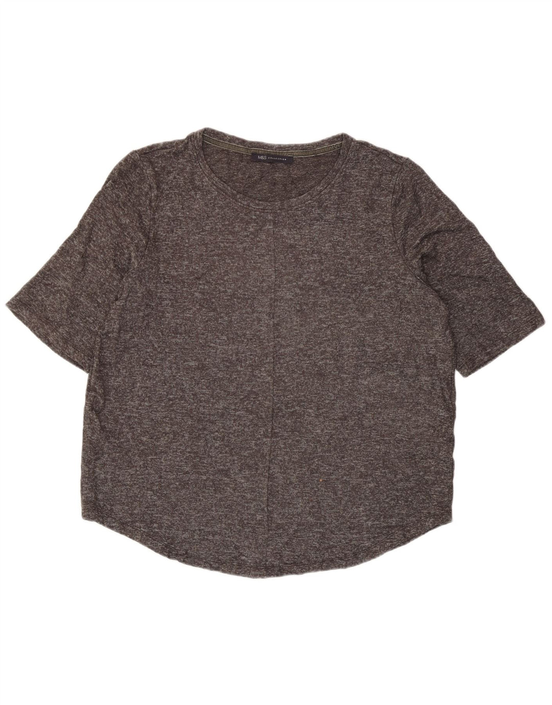 Marks & Spencer Womens T-Shirt Top UK 14 Large Grey Flecked Viscose