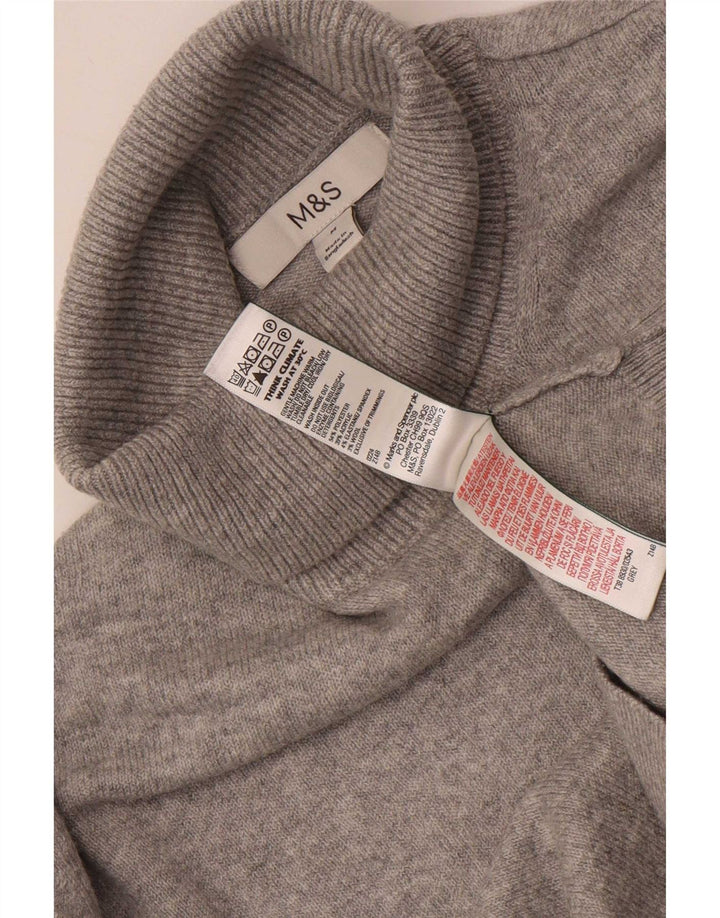 Marks & Spencer Mens Roll Neck Jumper Sweater Medium Grey Polyester