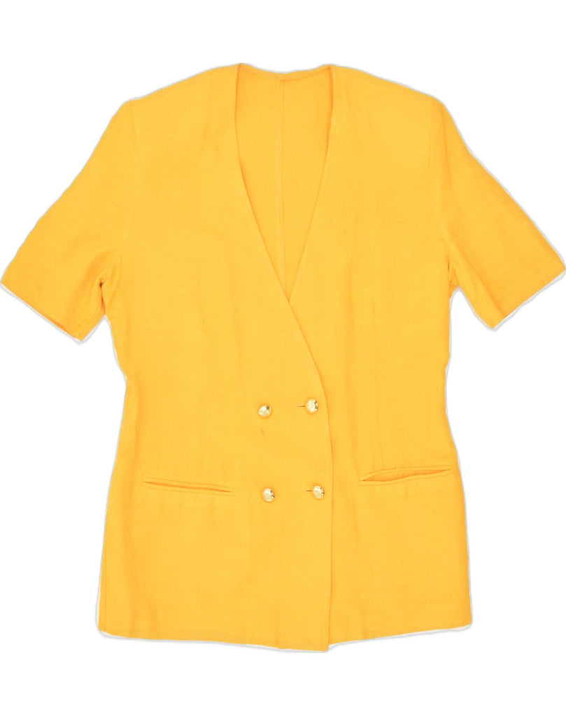 VINTAGE Womens Double Breasted Blazer Jacket UK 16 Large Yellow Cotton | Vintage | Thrift | Second-Hand | Used Clothing | Messina Hembry 