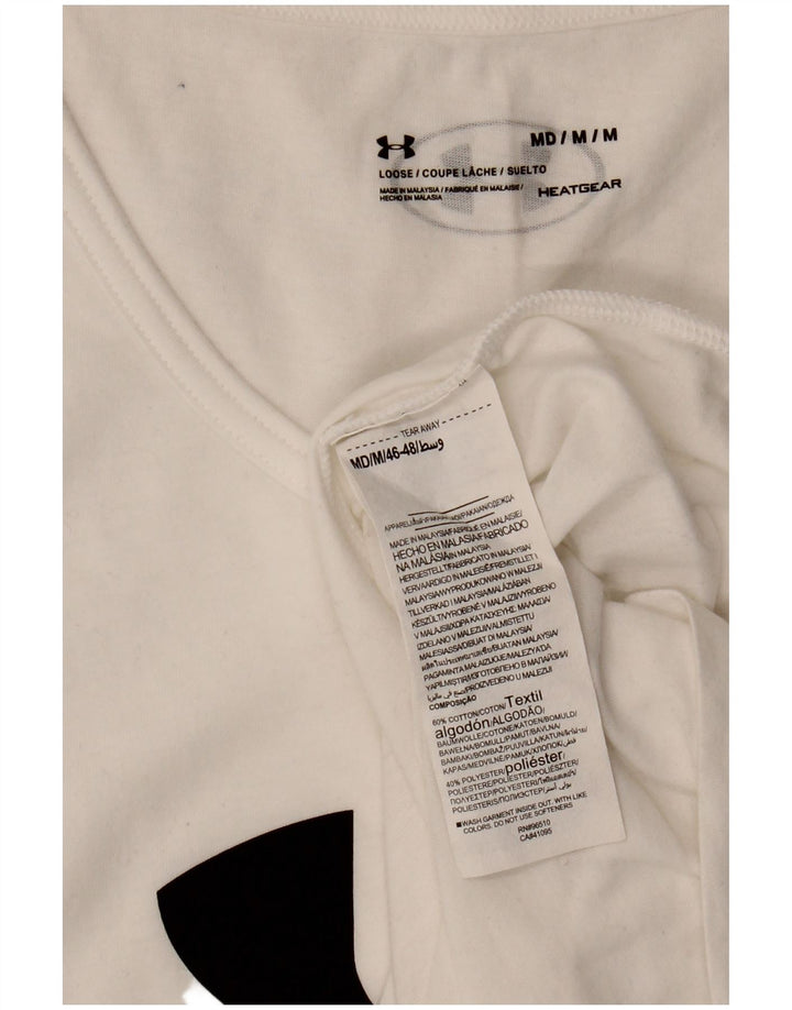 Under Armour Mens Heat Gear Graphic Vest Top Medium White Cotton