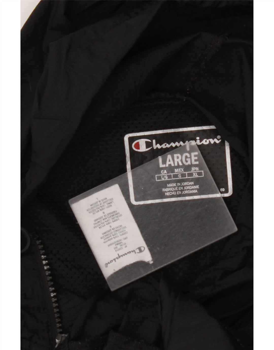 CHAMPION Mens Hooded Pullover Rain Jacket UK 40 Large Black Polyamide