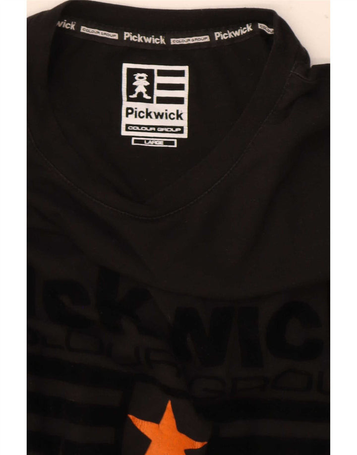 Pickwick Mens Graphic Top Long Sleeve Large Black