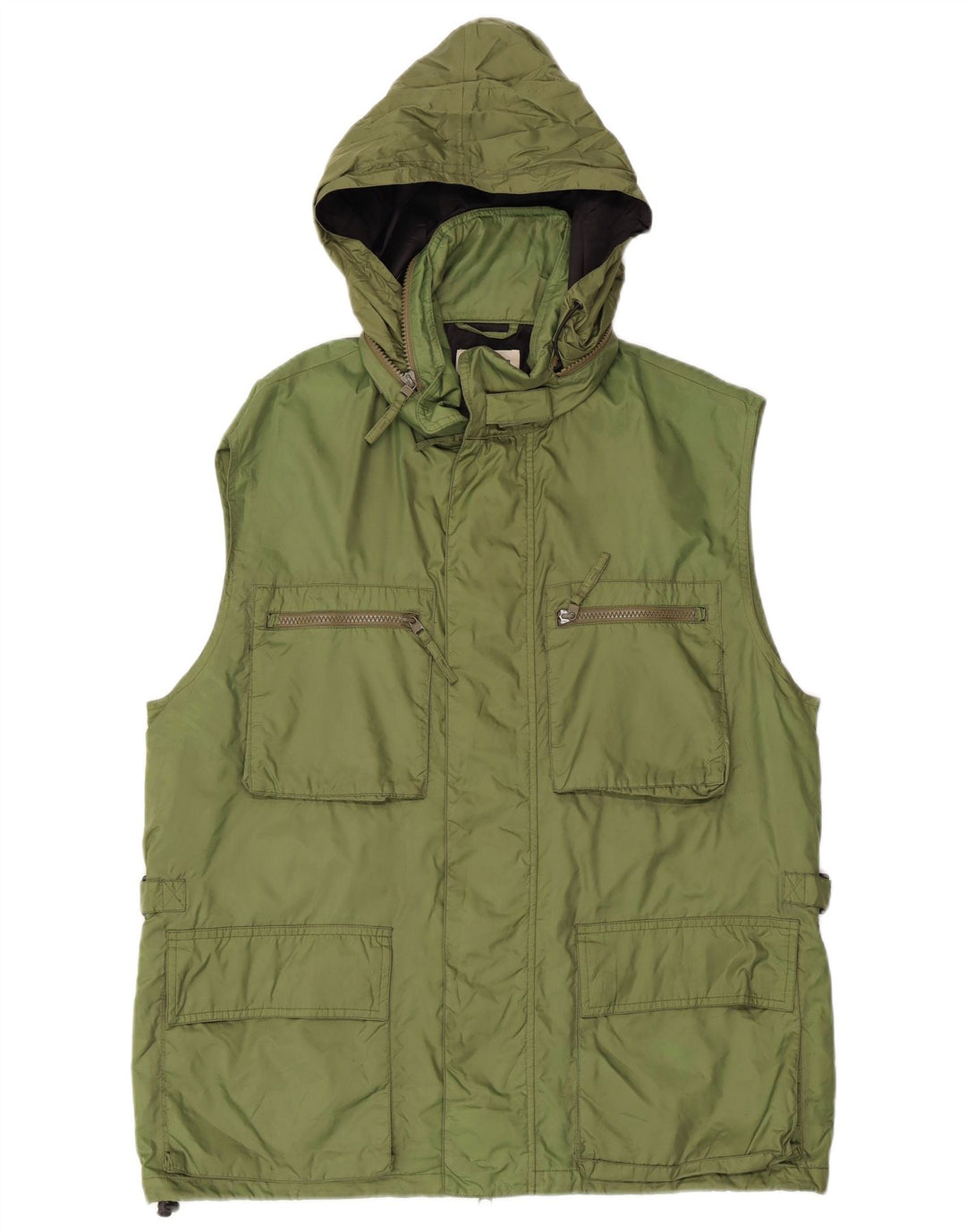 ALBERTO ASPESI Mens Hooded Utility Gilet UK 42 XL Green Nylon