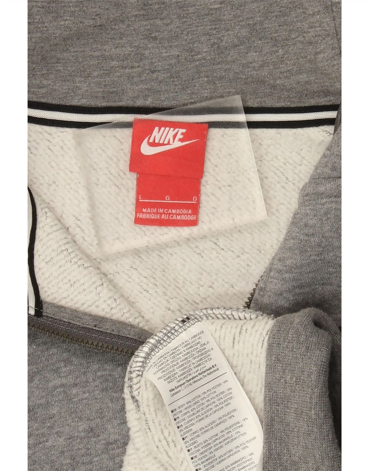 Nike Mens Zip Hoodie Sweater Large Grey Flecked Cotton