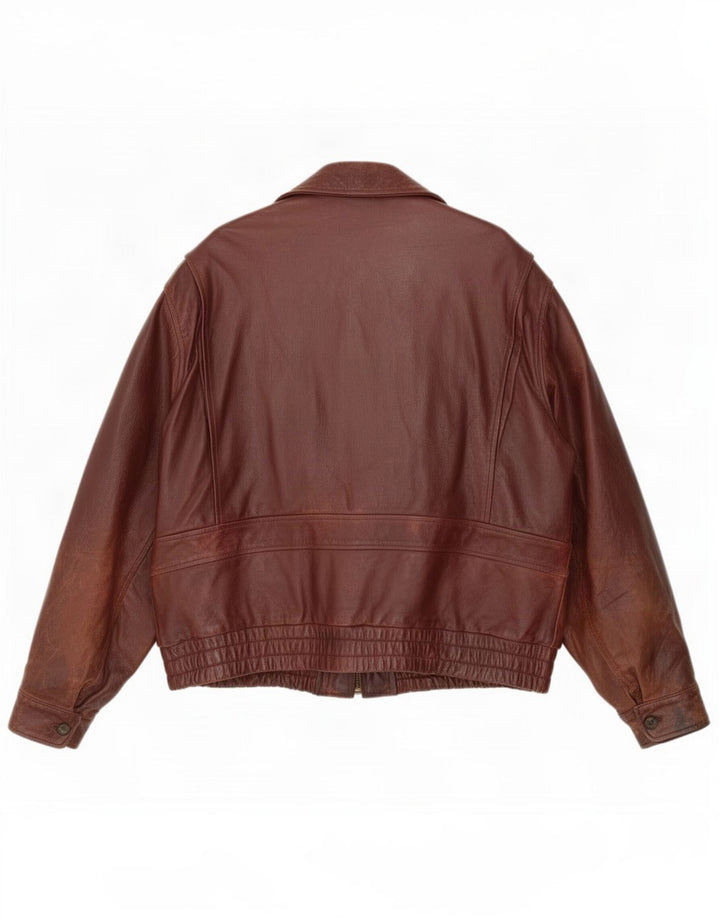 PETER KEEN Mens Leather Jacket IT 52 XL Brown