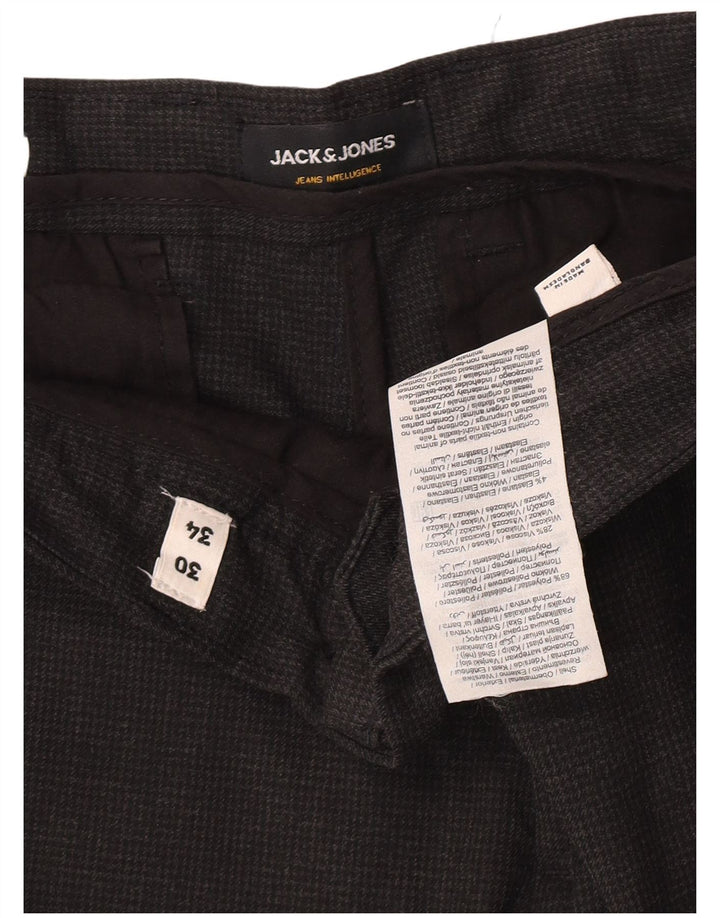 Jack & Jones Mens Slim Suit Trousers W30 L32 Grey Houndstooth Polyester