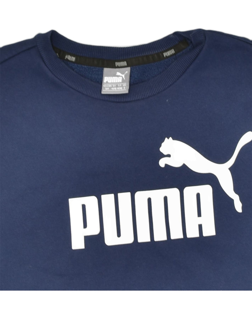 PUMA Mens Graphic Sweatshirt Jumper Small Navy Blue Cotton | Vintage | Thrift | Second-Hand | Used Clothing | Messina Hembry 