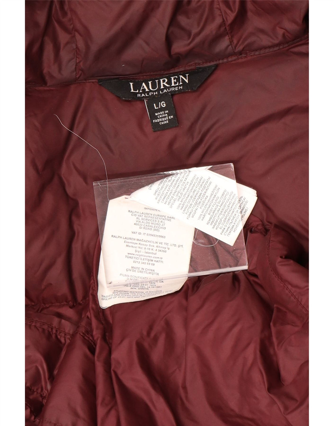 RALPH LAUREN Womens Loose Fit Hooded Padded Jacket UK 16 Large Burgundy