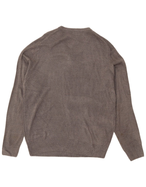 Dockers Mens V-Neck Jumper Sweater Large Grey Acrylic