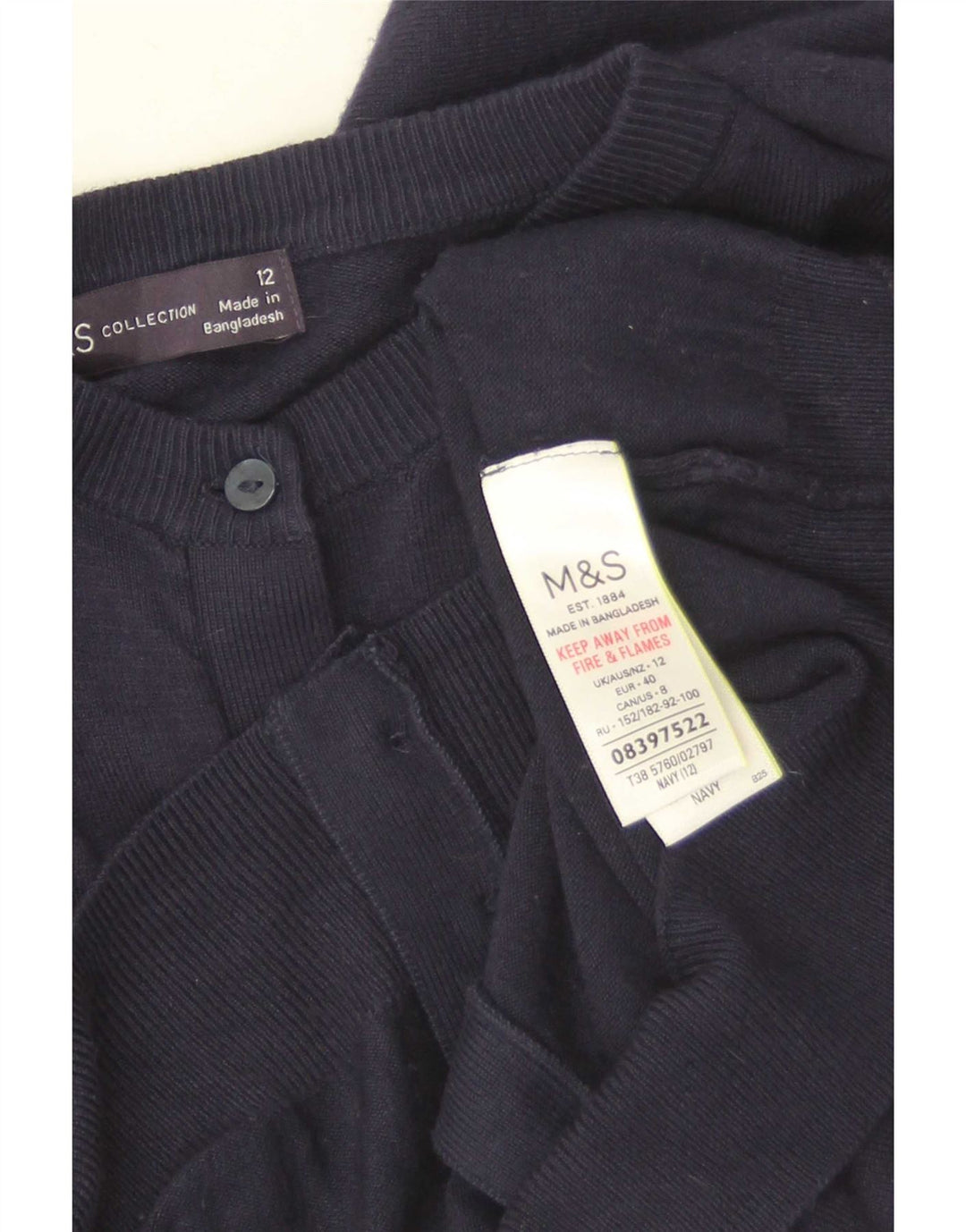 Marks & Spencer Womens Cardigan Sweater UK 12 Medium Navy Blue Viscose