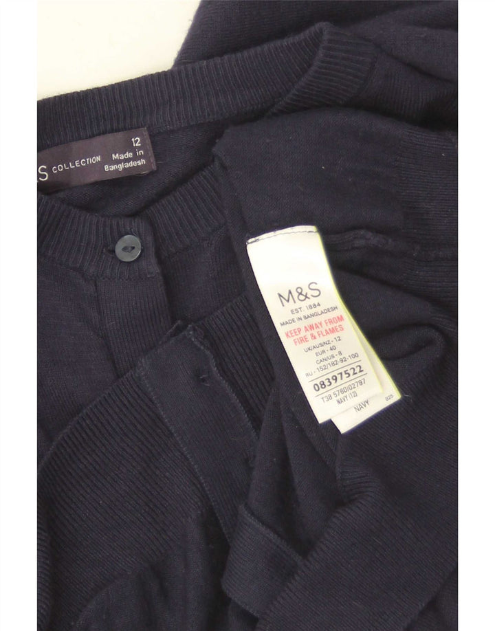 Marks & Spencer Womens Cardigan Sweater UK 12 Medium Navy Blue Viscose