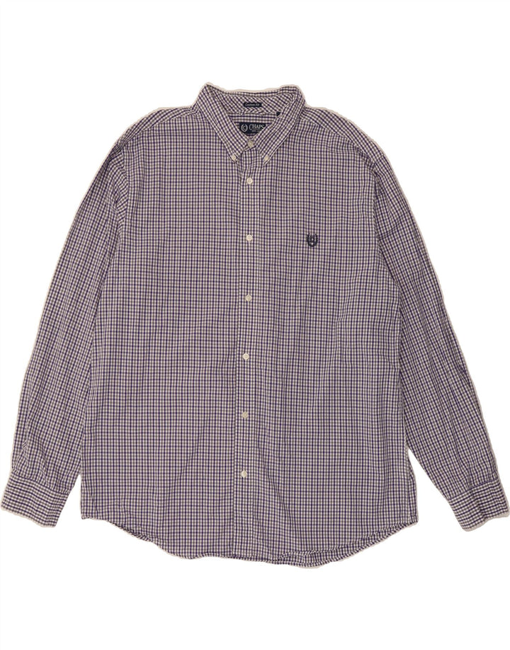 CHAPS Mens Custom Fit Shirt 2XL Blue Gingham Cotton Vintage Chaps and Second-Hand Chaps from Messina Hembry 