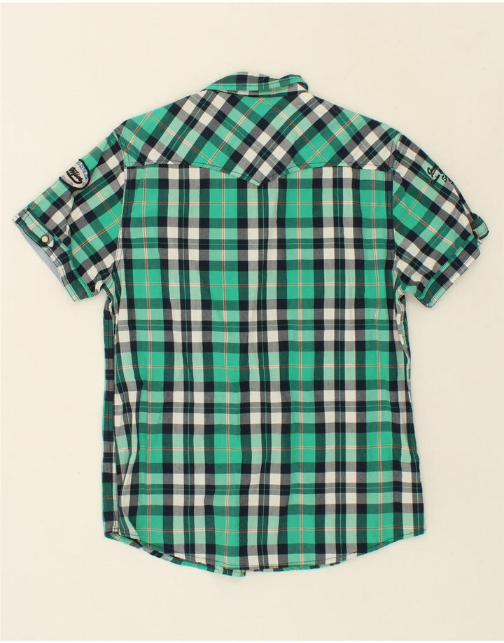 JACK & JONES Mens Short Sleeve Shirt XL Green Check Cotton Vintage Jack & Jones and Second-Hand Jack & Jones from Messina Hembry 