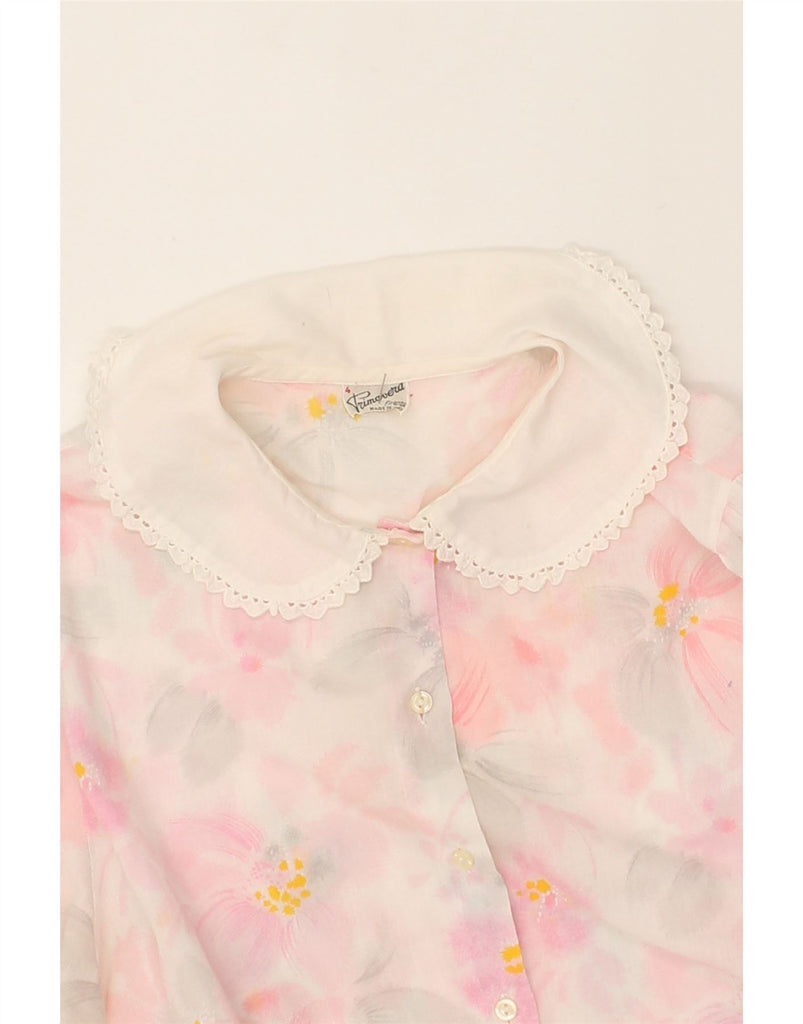 PRIMAVERA FIRENZE Womens Shirt Blouse US 4 Small Pink Floral Polyester | Vintage Primavera Firenze | Thrift | Second-Hand Primavera Firenze | Used Clothing | Messina Hembry 