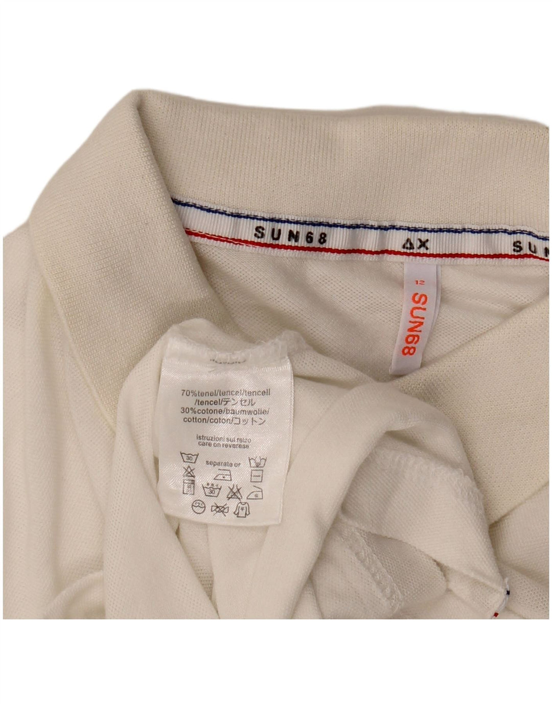 Sun68 Boys Polo Shirt 11-12 Years White Tencel