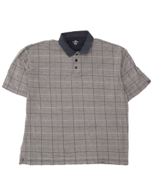 Dockers Mens Rugby Polo Shirt Large Blue Check Cotton