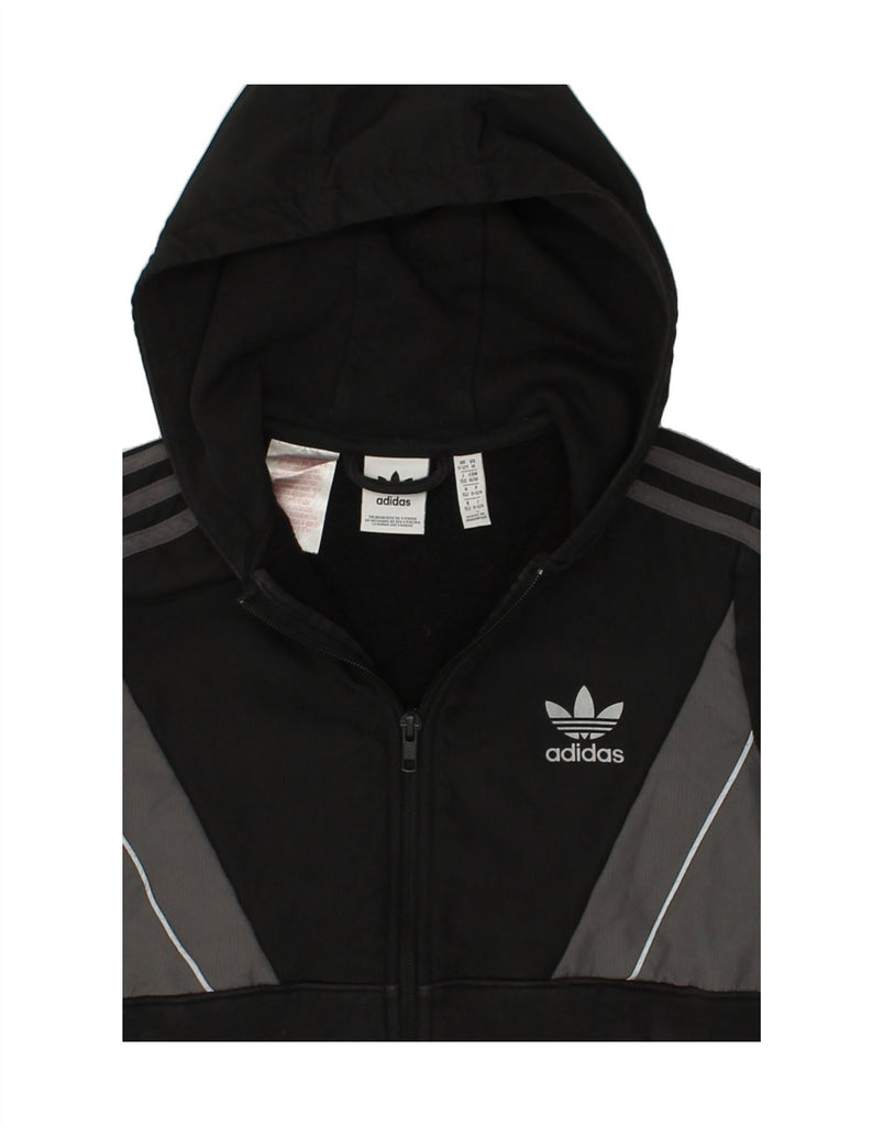 ADIDAS Boys Zip Hoodie Sweater 11-12 Years Black Colourblock Cotton | Vintage Adidas | Thrift | Second-Hand Adidas | Used Clothing | Messina Hembry 