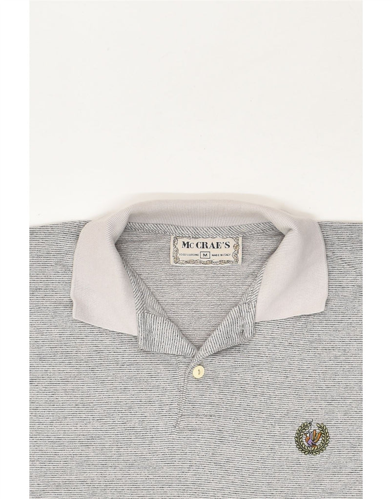 MC CRAE'S Mens Polo Shirt Medium Grey Striped Cotton | Vintage Mc Crae's | Thrift | Second-Hand Mc Crae's | Used Clothing | Messina Hembry 