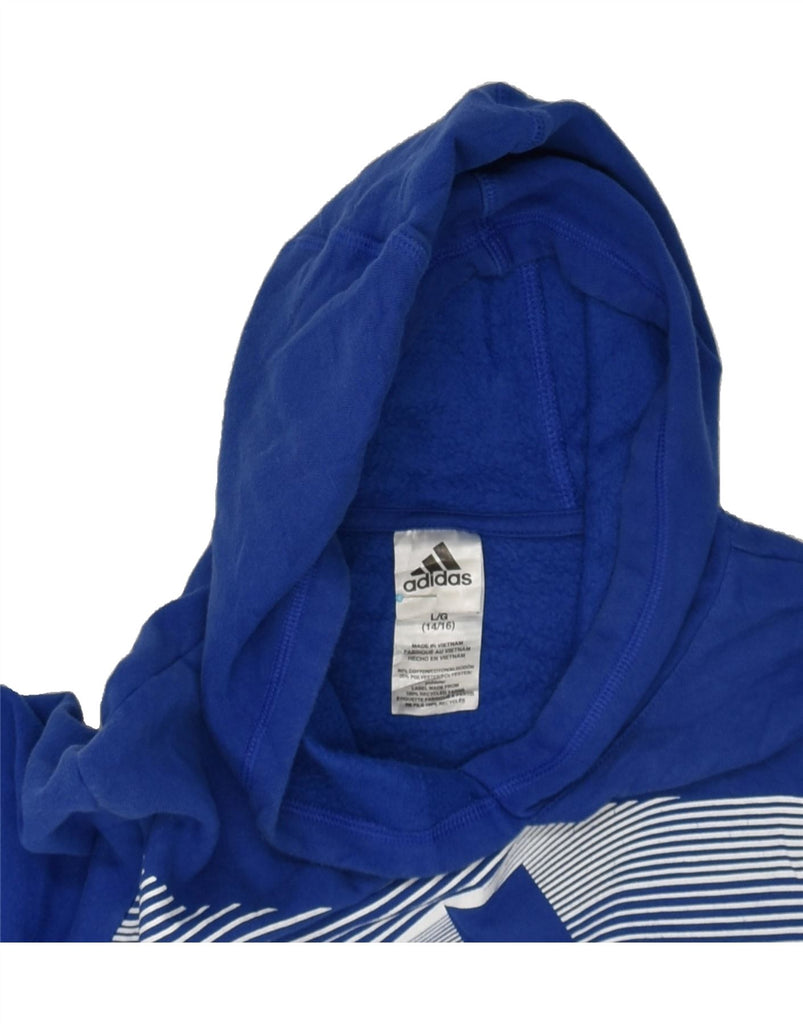 ADIDAS Boys Graphic Hoodie Jumper 14-15 Years Large Blue Cotton | Vintage Adidas | Thrift | Second-Hand Adidas | Used Clothing | Messina Hembry 