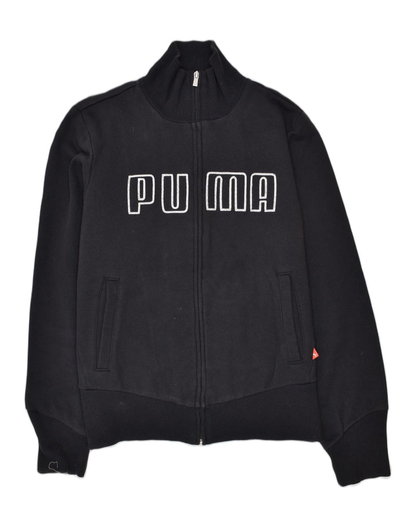 PUMA Womens Tracksuit Top Jacket UK 12 Medium Black Cotton | Vintage | Thrift | Second-Hand | Used Clothing | Messina Hembry 