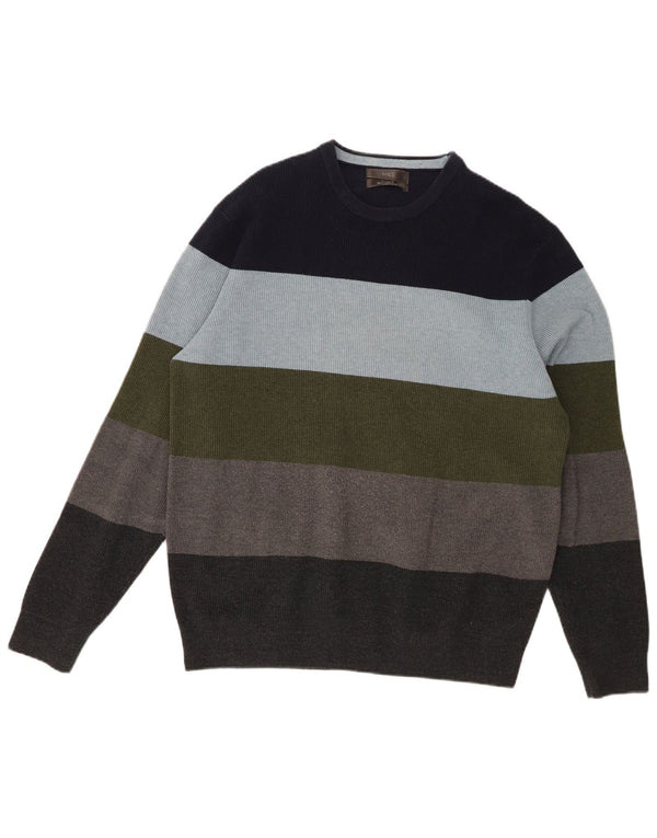 Marks & Spencer Mens Crew Neck Jumper Sweater Large Multicoloured Striped