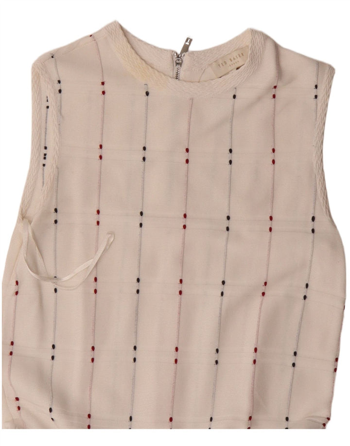 Ted Baker Womens Sleeveless Drop Waist Dress Size 1 XS White Striped