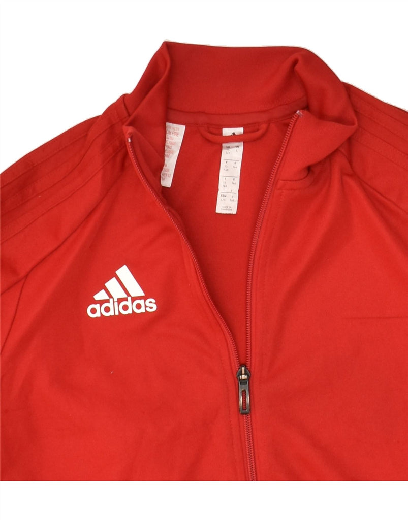 ADIDAS Girls Tracksuit Top Jacket 13-14 Years Red Colourblock Polyester | Vintage Adidas | Thrift | Second-Hand Adidas | Used Clothing | Messina Hembry 