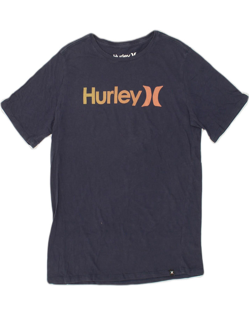 HURLEY Womens Graphic T-Shirt Top UK 14 Large Navy Blue Cotton | Vintage Hurley | Thrift | Second-Hand Hurley | Used Clothing | Messina Hembry 