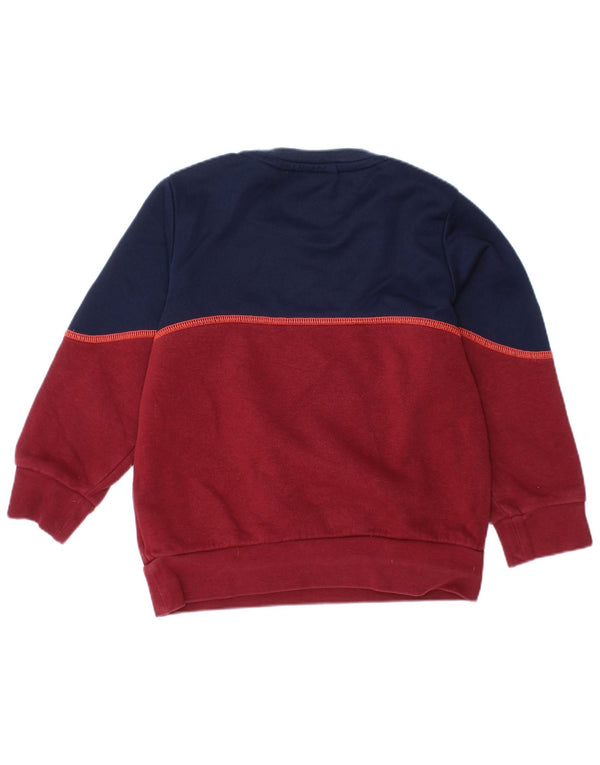 ADIDAS Boys Graphic Sweatshirt Jumper 3-4 Years Maroon Colourblock Cotton