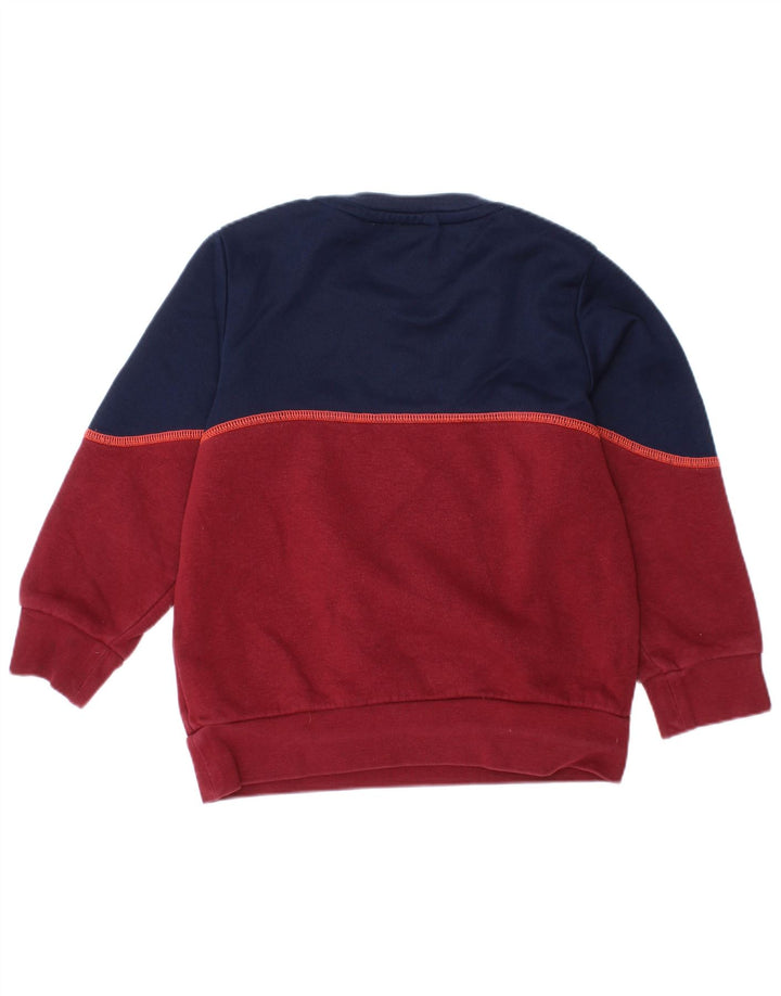 ADIDAS Boys Graphic Sweatshirt Jumper 3-4 Years Maroon Colourblock Cotton