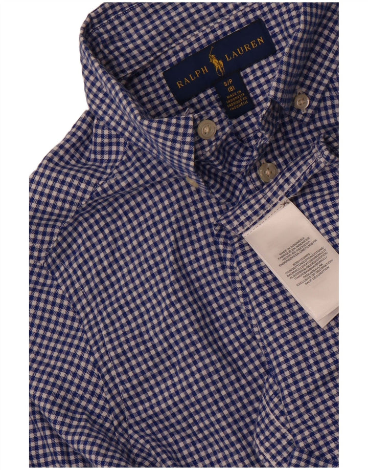Ralph Lauren Boys Shirt 7-8 Years Small Blue Gingham Cotton