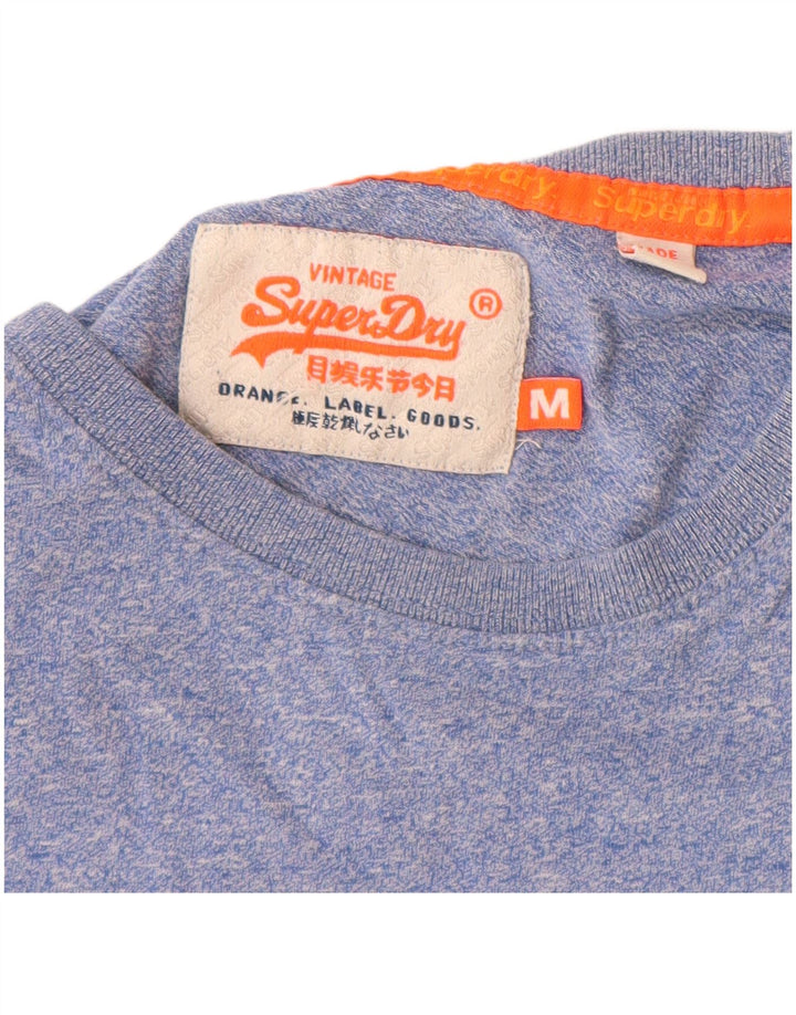 Superdry Mens T-Shirt Top Medium Blue Flecked Cotton