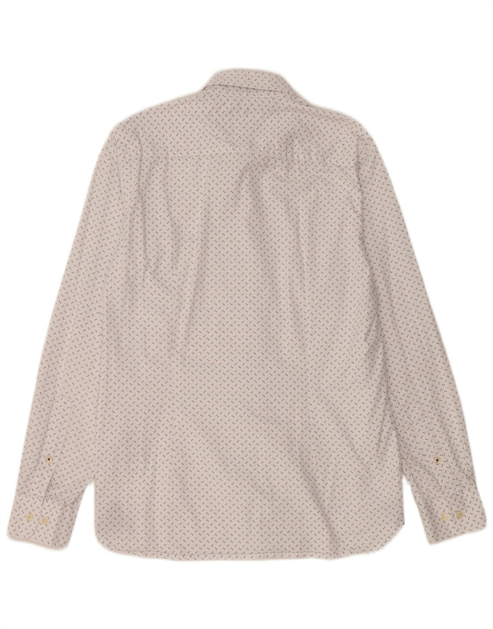 Tommy Hilfiger Mens Slim Fit Shirt Medium White Spotted Cotton