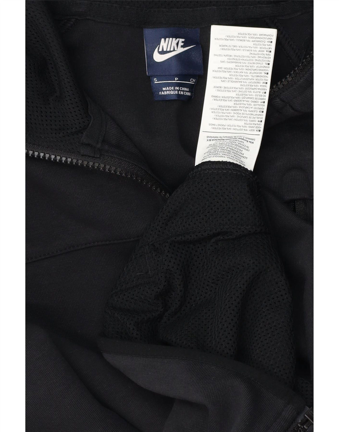 NIKE Mens Zip Hoodie Sweater Small Black Cotton