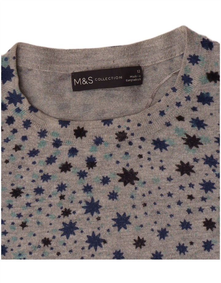 Marks & Spencer Womens Crew Neck Jumper Sweater UK 12 Medium Grey